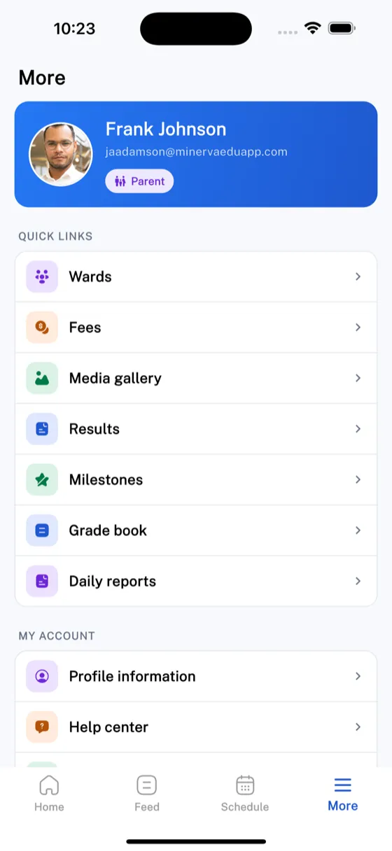 The Minerva parent app — everything a family needs in one place